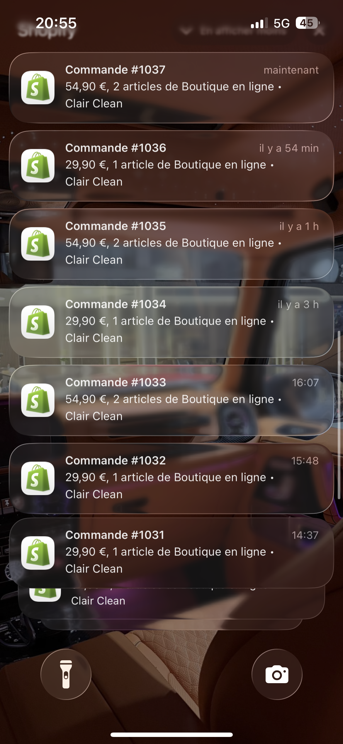 Résultats boutique Shopify